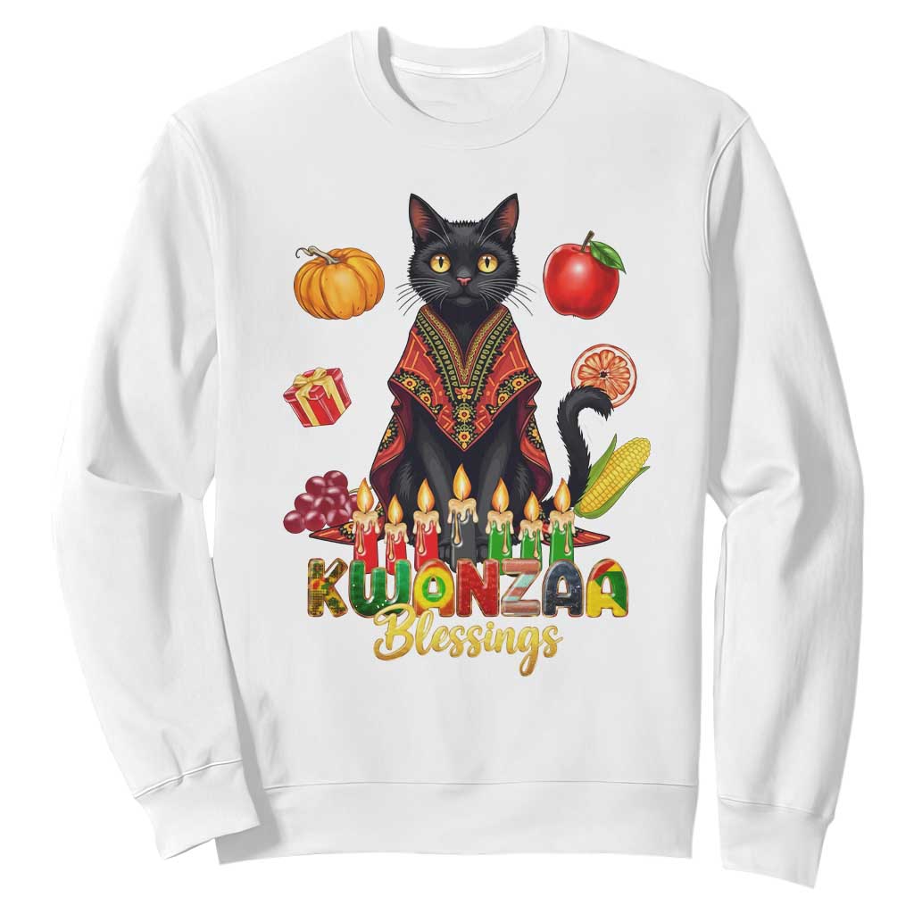 Kwanzaa Blessings Sweatshirt Funny Cat African Heritage Gift TS12 White Print Your Wear