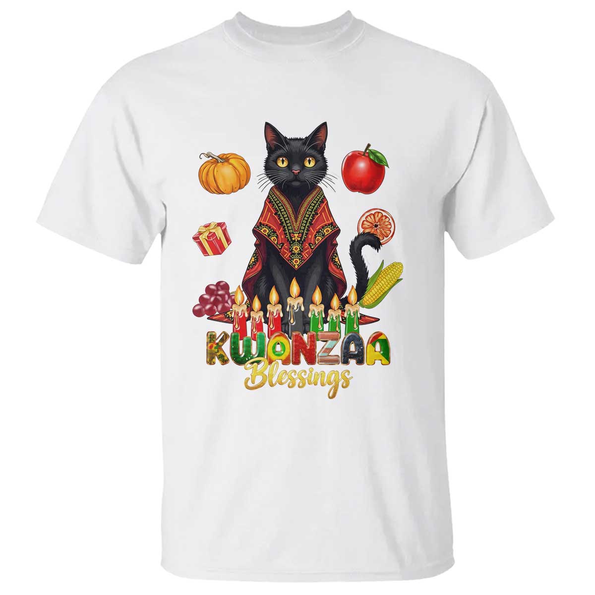 Kwanzaa Blessings T Shirt Funny Cat African Heritage Gift TS12 White Print Your Wear