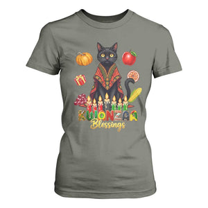 Kwanzaa Blessings T Shirt For Women Funny Cat African Heritage Gift TS12 Military Green Print Your Wear