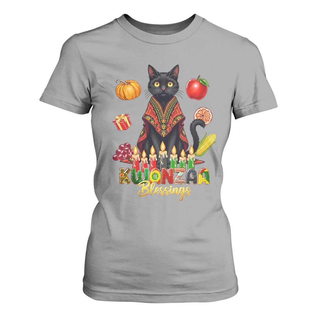 Kwanzaa Blessings T Shirt For Women Funny Cat African Heritage Gift TS12 Sport Gray Print Your Wear