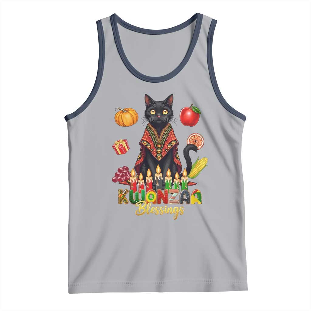 Kwanzaa Blessings Tank Top Funny Cat African Heritage Gift TS12 Athletic Heather Navy Print Your Wear