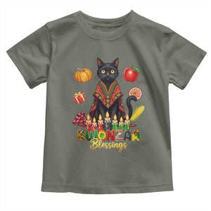 Kwanzaa Blessings Toddler T Shirt Funny Cat African Heritage Gift TS12 Military Green Print Your Wear