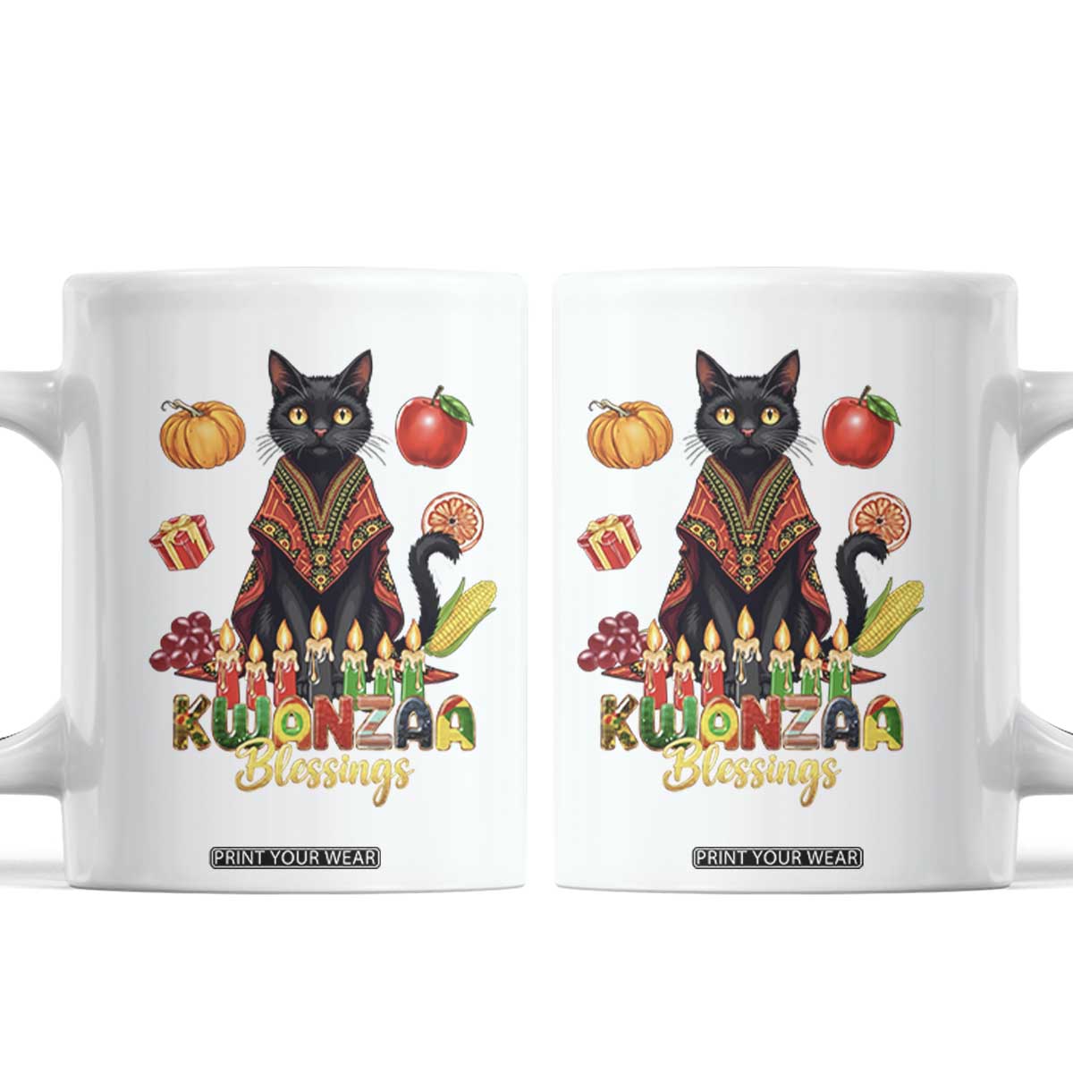Kwanzaa Blessings Coffee Mug Funny Cat African Heritage Gift TS12 White Print Your Wear