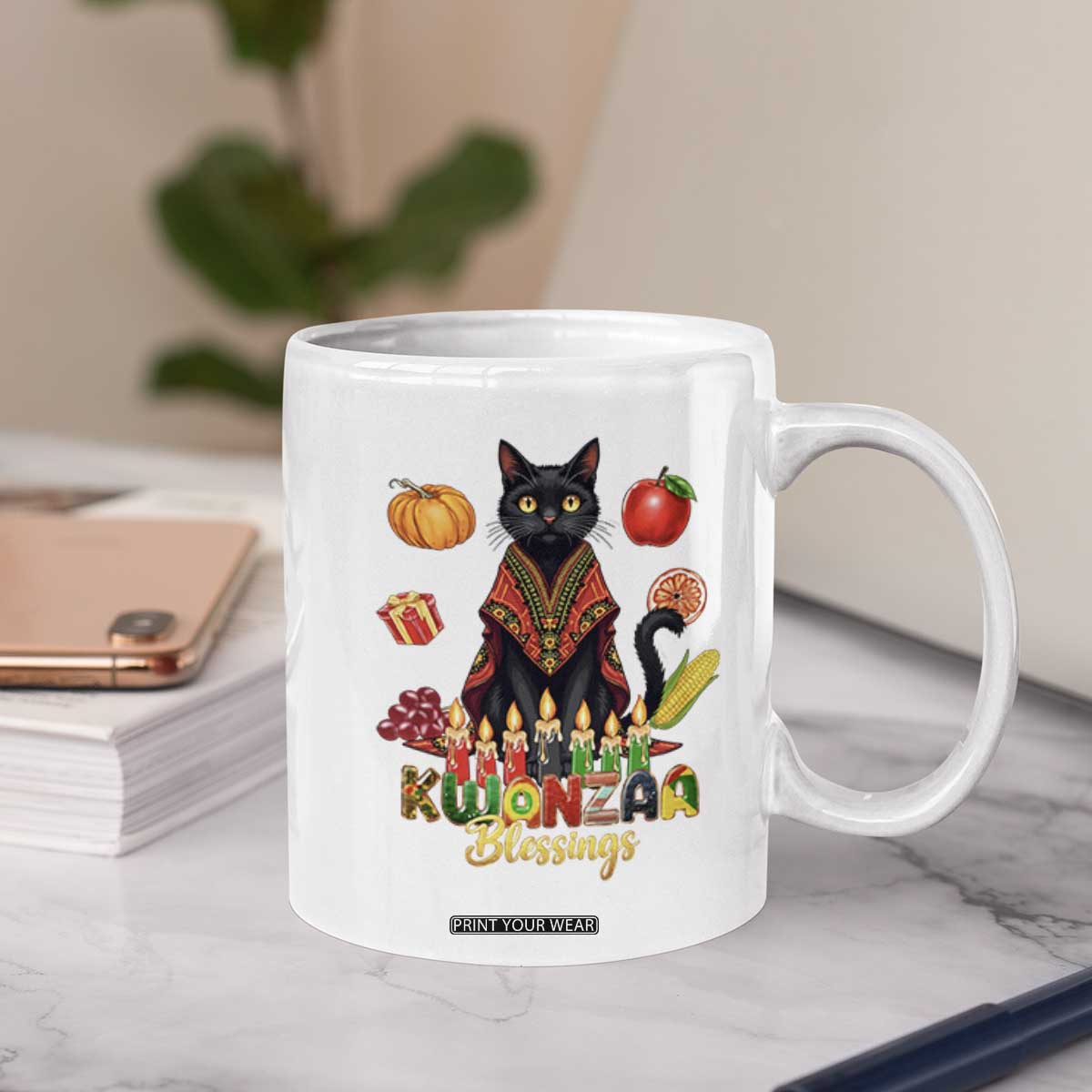 Kwanzaa Blessings Coffee Mug Funny Cat African Heritage Gift TS12 Print Your Wear