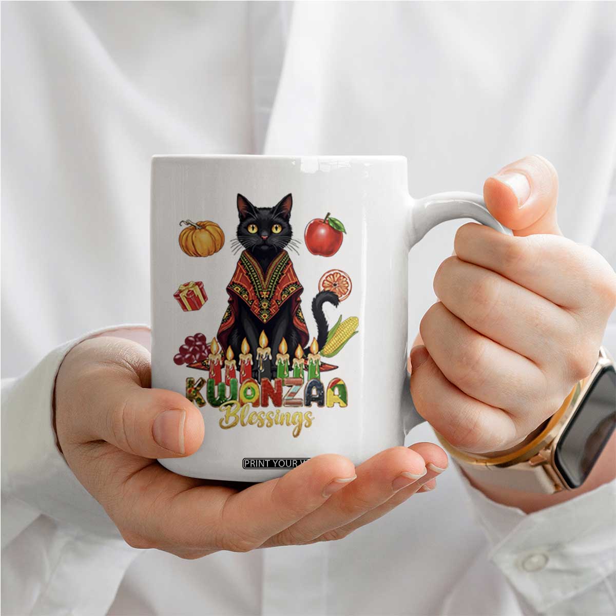 Kwanzaa Blessings Coffee Mug Funny Cat African Heritage Gift TS12 Print Your Wear