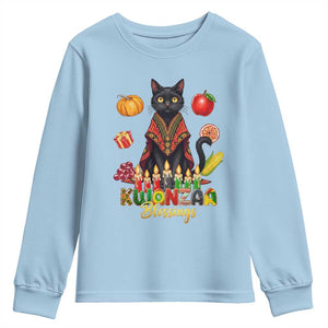 Kwanzaa Blessings Youth Sweatshirt Funny Cat African Heritage Gift TS12 Light Blue Print Your Wear
