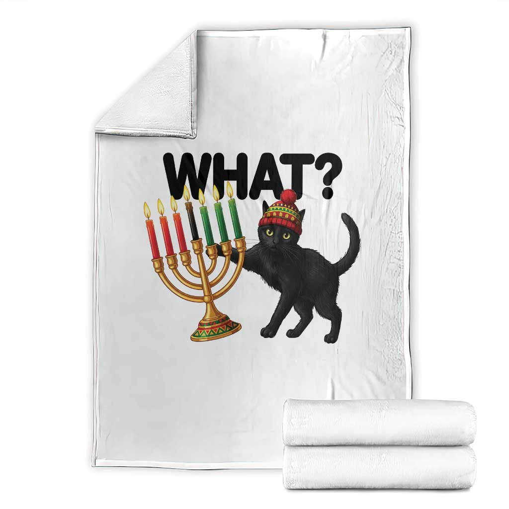 Funny Black Cat Chaos Kwanzaa Kinara Candle Throw Blanket African Heritage Gift TS12 White Print Your Wear