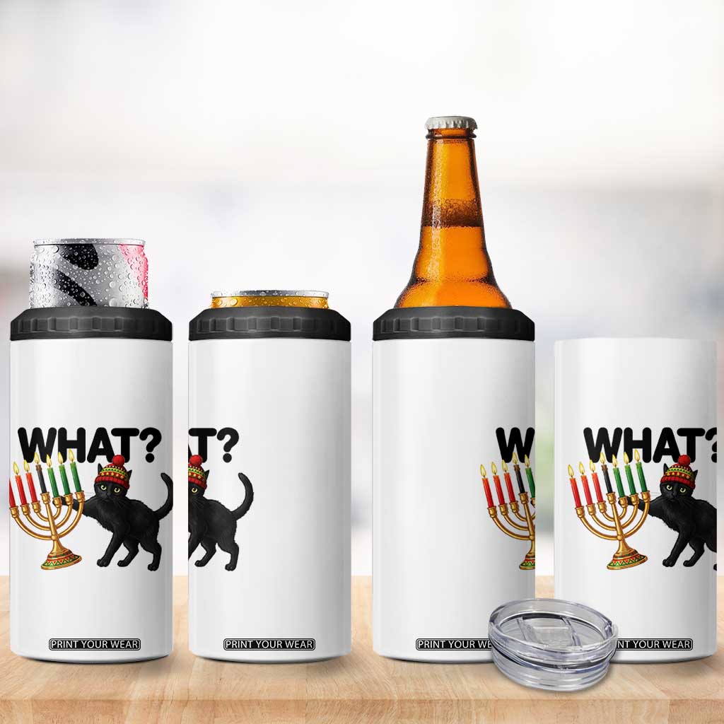 Funny Black Cat Chaos Kwanzaa Kinara Candle 4 in 1 Can Cooler Tumbler African Heritage Gift TS12 Print Your Wear
