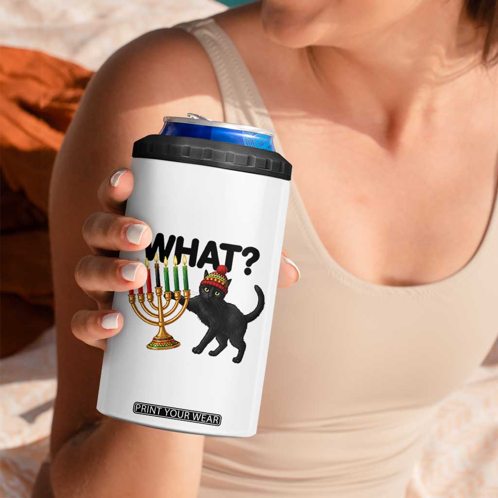 Funny Black Cat Chaos Kwanzaa Kinara Candle 4 in 1 Can Cooler Tumbler African Heritage Gift TS12 Print Your Wear