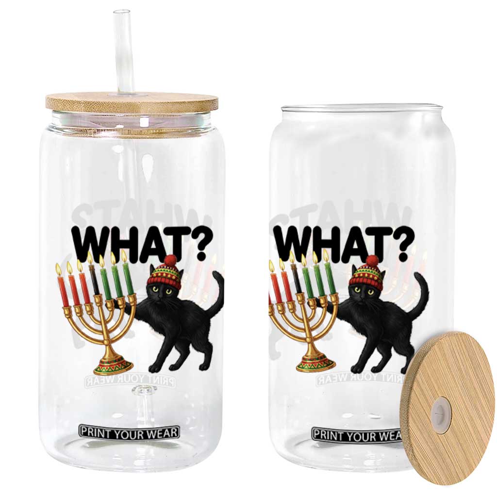 Funny Black Cat Chaos Kwanzaa Kinara Candle Glass Can African Heritage Gift TS12 Print Your Wear