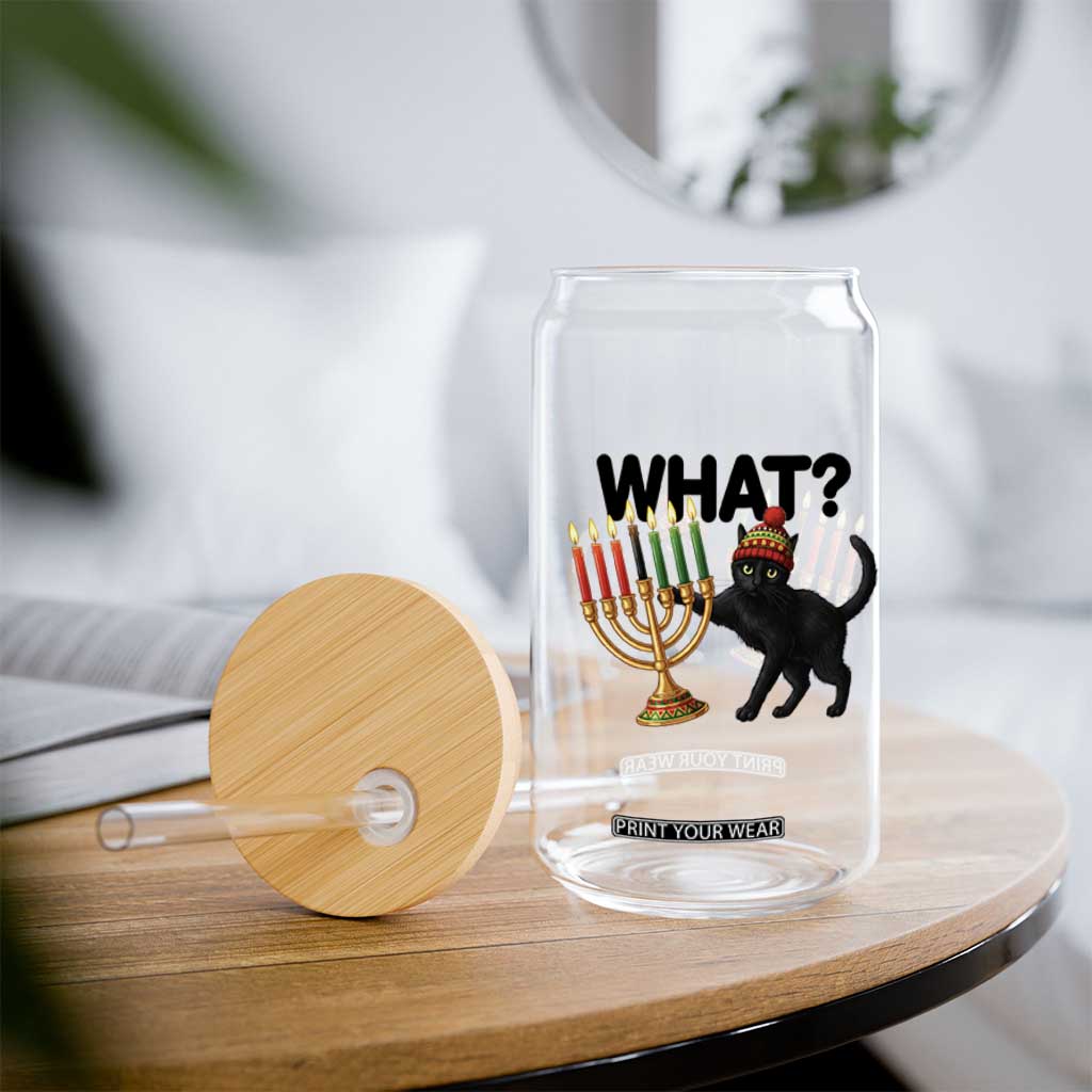 Funny Black Cat Chaos Kwanzaa Kinara Candle Glass Can African Heritage Gift TS12 Print Your Wear