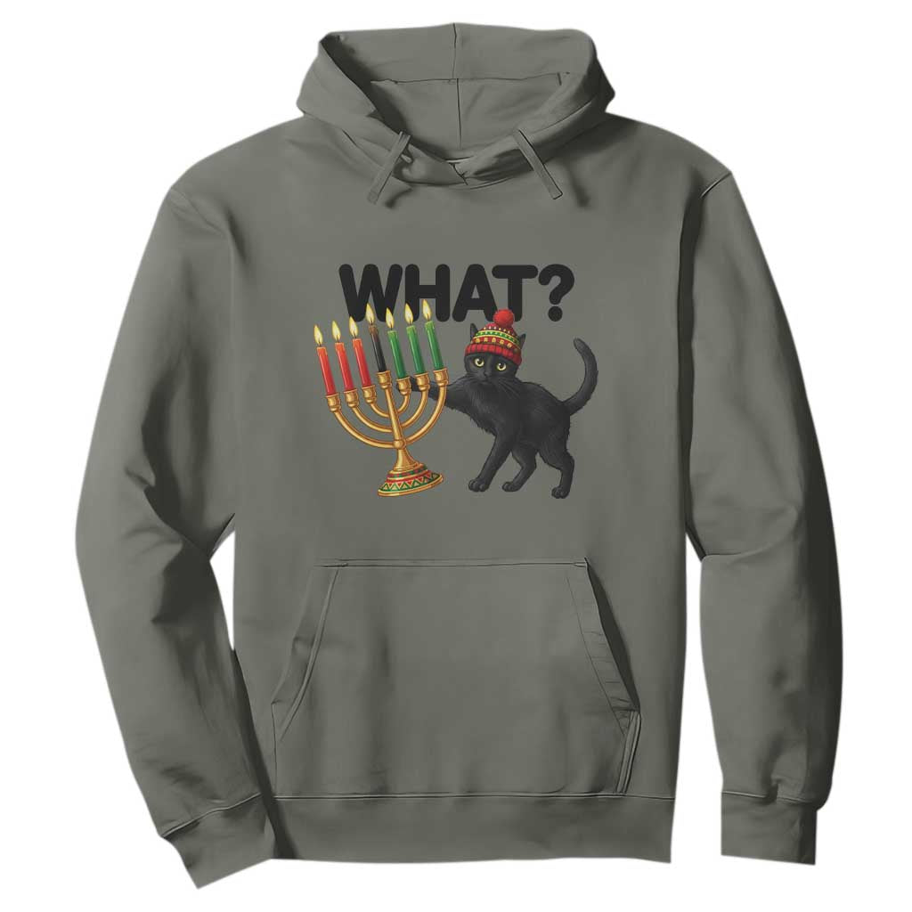Funny Black Cat Chaos Kwanzaa Kinara Candle Hoodie African Heritage Gift TS12 Military Green Print Your Wear