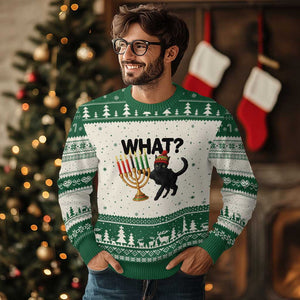 Funny Black Cat Chaos Kwanzaa Kinara Candle Ugly Christmas Sweater African Heritage Gift TS12 Beige Green Print Your Wear
