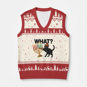Funny Black Cat Chaos Kwanzaa Kinara Candle V-Neck Knit Sweater Vest African Heritage Gift TS12 Beige Red Print Your Wear