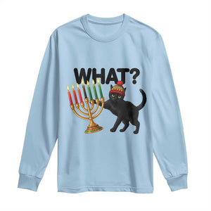 Funny Black Cat Chaos Kwanzaa Kinara Candle Long Sleeve Shirt African Heritage Gift TS12 Light Blue Print Your Wear