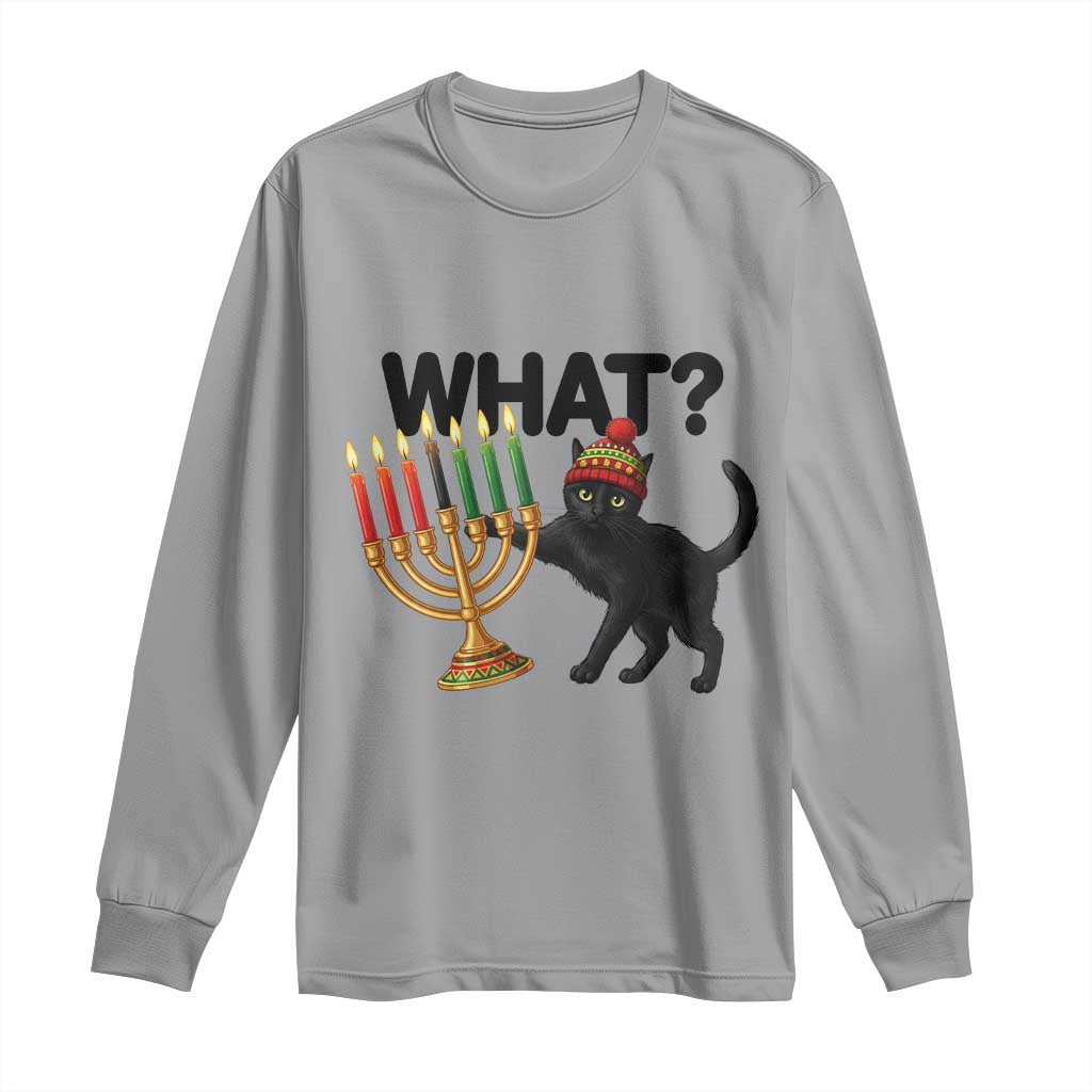 Funny Black Cat Chaos Kwanzaa Kinara Candle Long Sleeve Shirt African Heritage Gift TS12 Sport Gray Print Your Wear