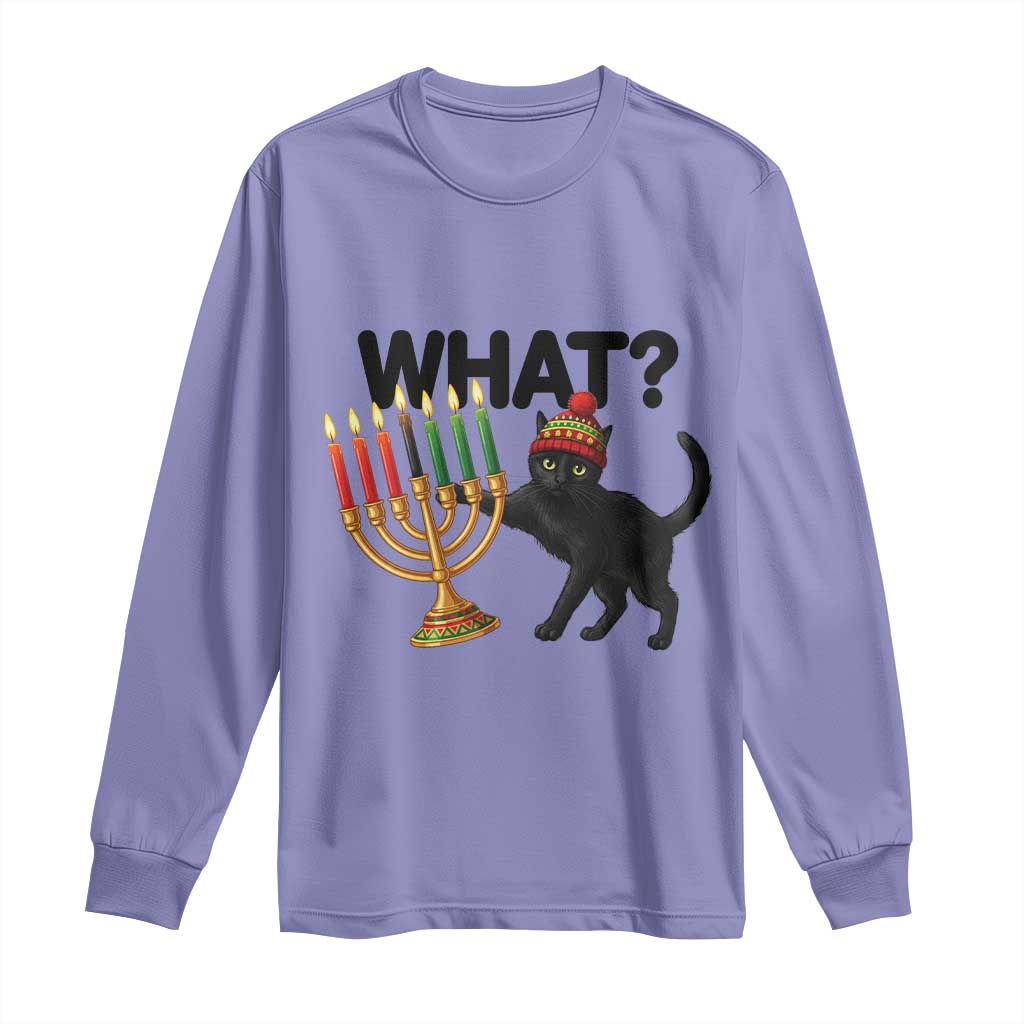 Funny Black Cat Chaos Kwanzaa Kinara Candle Long Sleeve Shirt African Heritage Gift TS12 Violet Print Your Wear