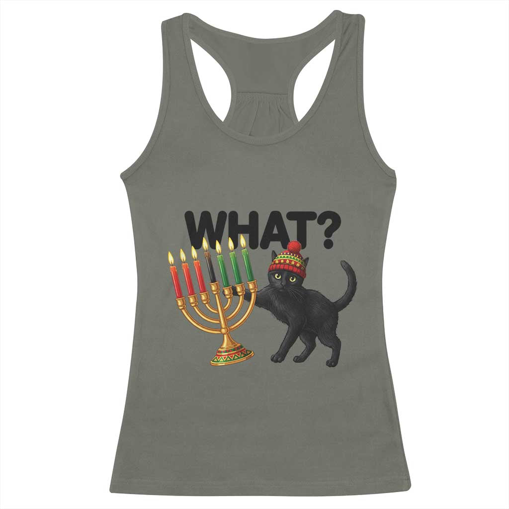 Funny Black Cat Chaos Kwanzaa Kinara Candle Racerback Tank Top African Heritage Gift TS12 Military Green Print Your Wear