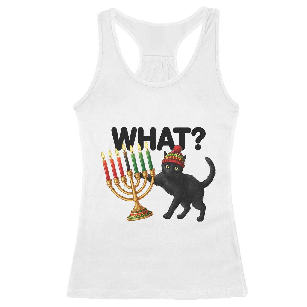 Funny Black Cat Chaos Kwanzaa Kinara Candle Racerback Tank Top African Heritage Gift TS12 White Print Your Wear