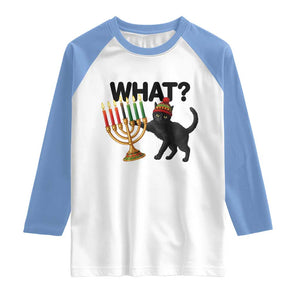 Funny Black Cat Chaos Kwanzaa Kinara Candle Raglan Shirt African Heritage Gift TS12 White Carolina Blue Print Your Wear