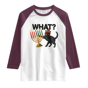 Funny Black Cat Chaos Kwanzaa Kinara Candle Raglan Shirt African Heritage Gift TS12 White Maroon Print Your Wear