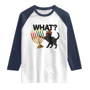 Funny Black Cat Chaos Kwanzaa Kinara Candle Raglan Shirt African Heritage Gift TS12 White Navy Print Your Wear