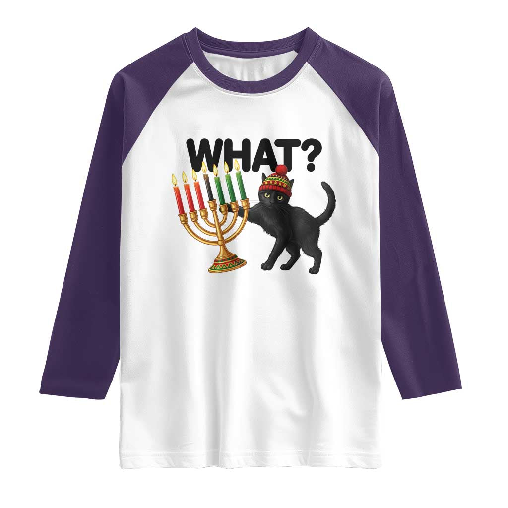 Funny Black Cat Chaos Kwanzaa Kinara Candle Raglan Shirt African Heritage Gift TS12 White Purple Print Your Wear
