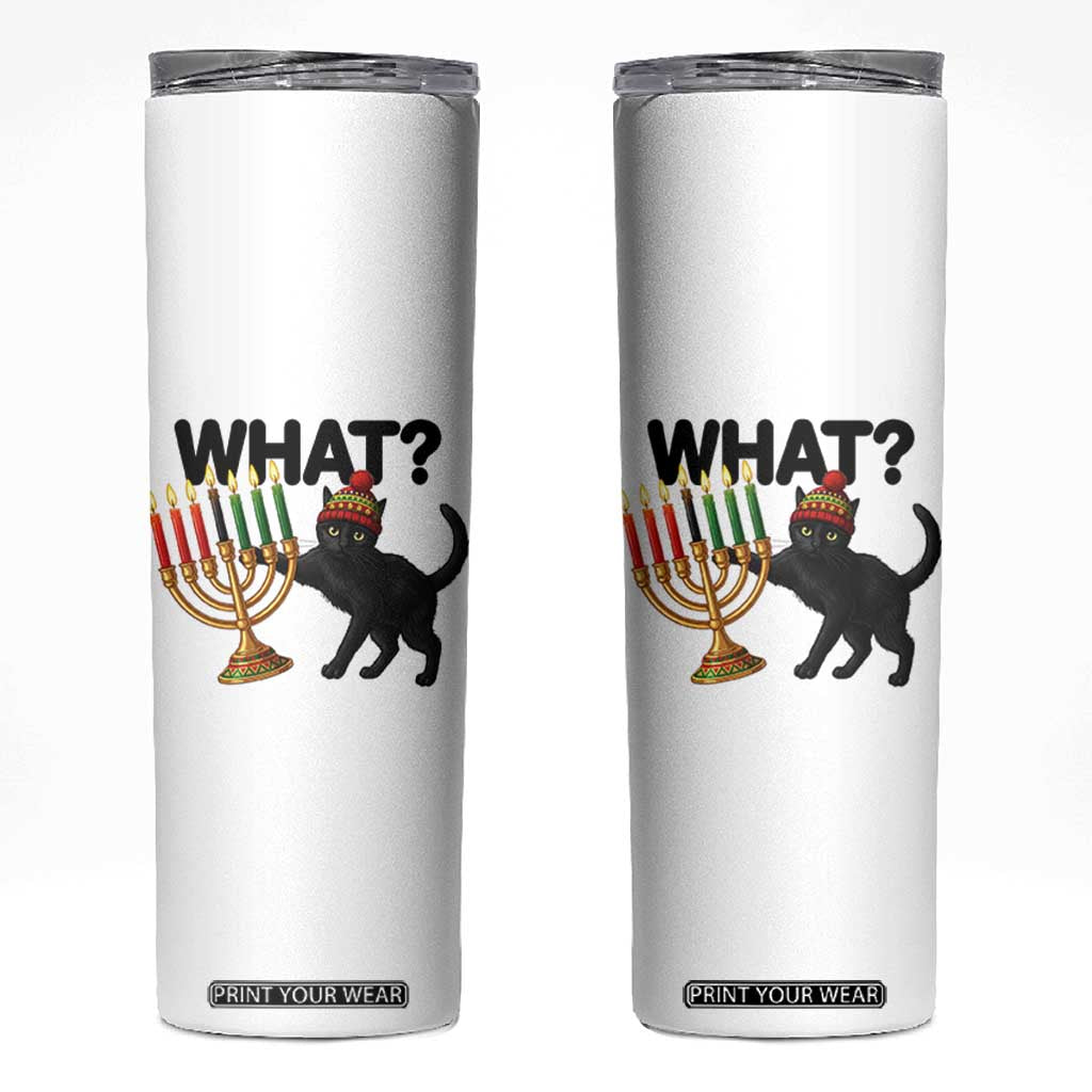 Funny Black Cat Chaos Kwanzaa Kinara Candle Skinny Tumbler African Heritage Gift TS12 White Print Your Wear