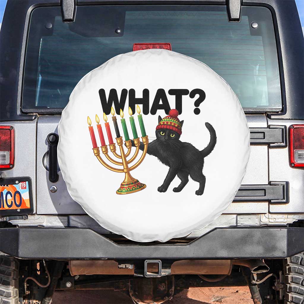 Funny Black Cat Chaos Kwanzaa Kinara Candle Spare Tire Cover African Heritage Gift TS12 No hole White Print Your Wear