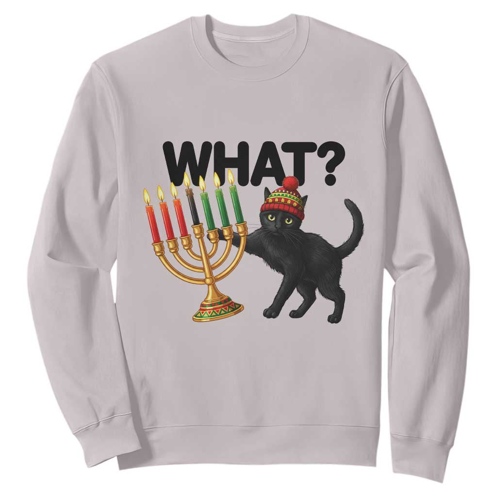 Funny Black Cat Chaos Kwanzaa Kinara Candle Sweatshirt African Heritage Gift TS12 Ice Gray Print Your Wear