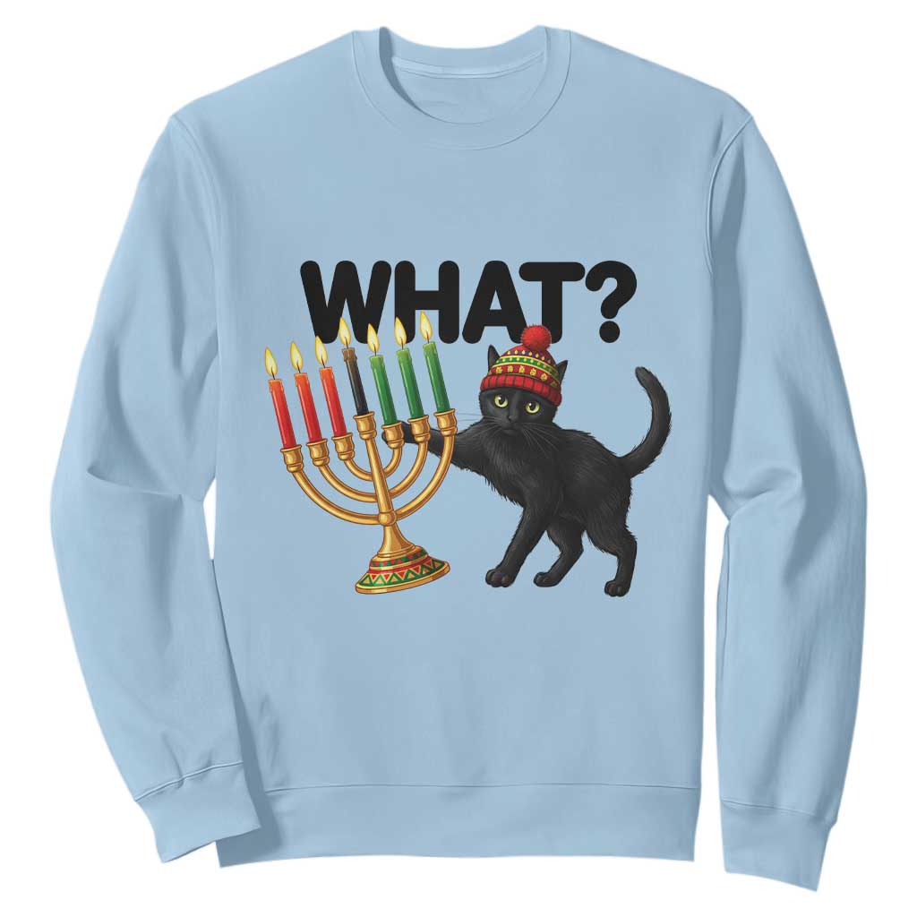 Funny Black Cat Chaos Kwanzaa Kinara Candle Sweatshirt African Heritage Gift TS12 Light Blue Print Your Wear