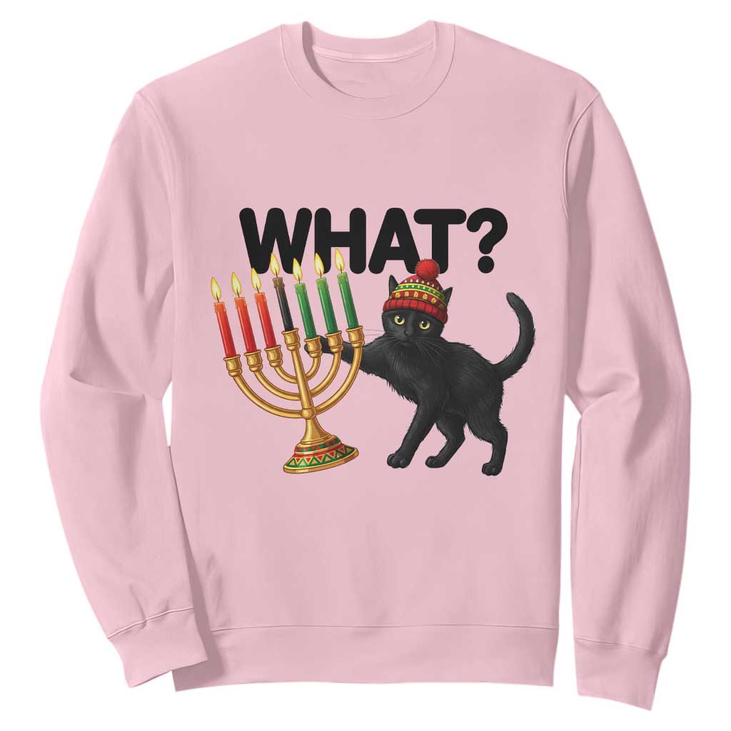 Funny Black Cat Chaos Kwanzaa Kinara Candle Sweatshirt African Heritage Gift TS12 Light Pink Print Your Wear