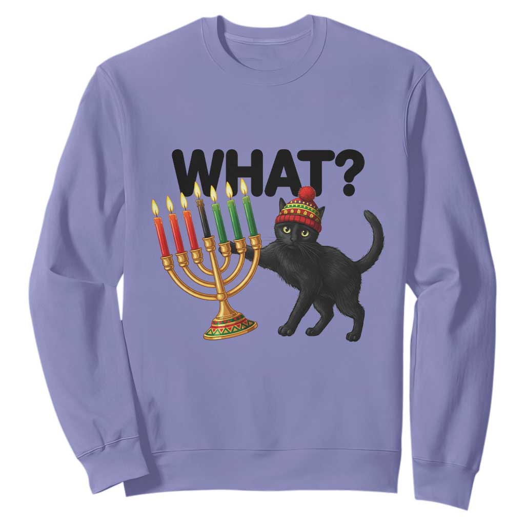 Funny Black Cat Chaos Kwanzaa Kinara Candle Sweatshirt African Heritage Gift TS12 Violet Print Your Wear