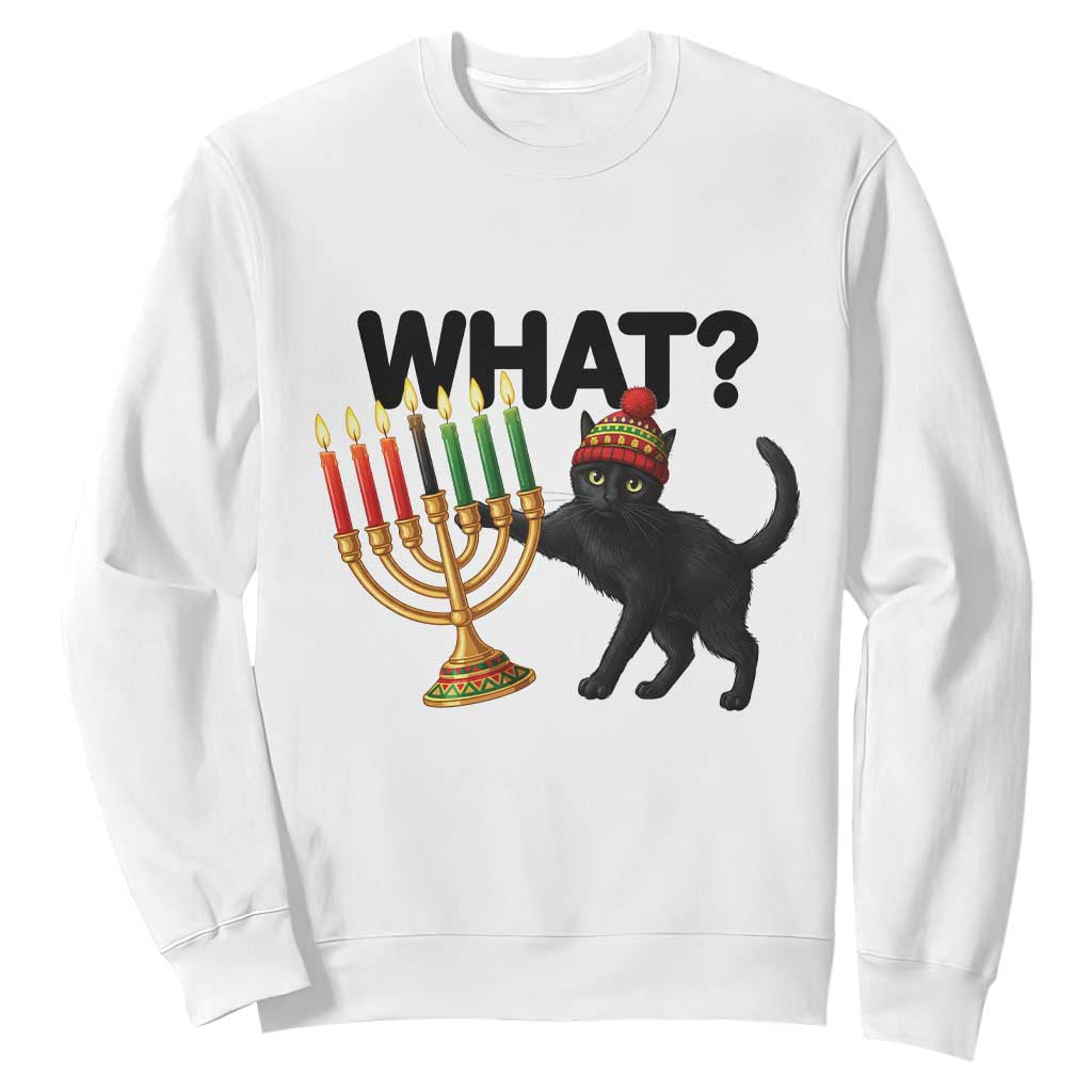 Funny Black Cat Chaos Kwanzaa Kinara Candle Sweatshirt African Heritage Gift TS12 White Print Your Wear