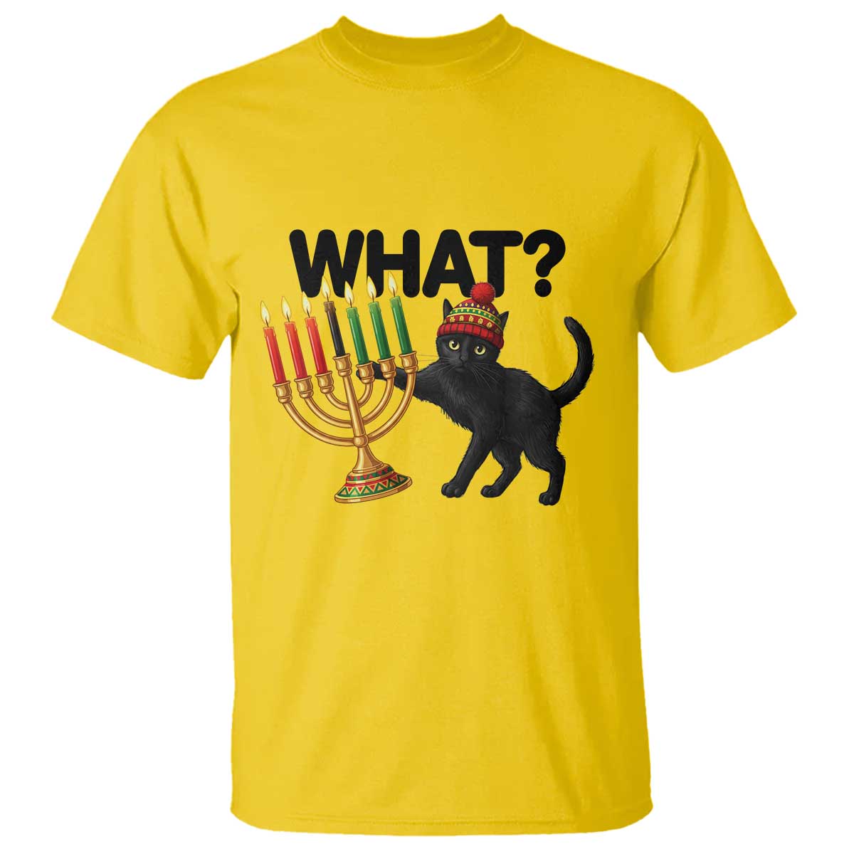 Funny Black Cat Chaos Kwanzaa Kinara Candle T Shirt African Heritage Gift TS12 Daisy Print Your Wear