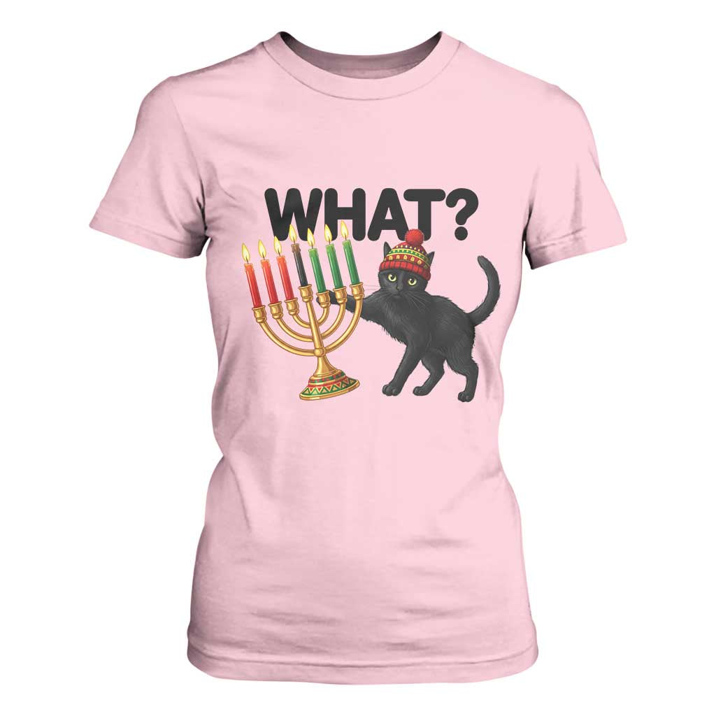 Funny Black Cat Chaos Kwanzaa Kinara Candle T Shirt For Women African Heritage Gift TS12 Light Pink Print Your Wear