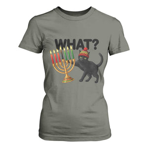 Funny Black Cat Chaos Kwanzaa Kinara Candle T Shirt For Women African Heritage Gift TS12 Military Green Print Your Wear