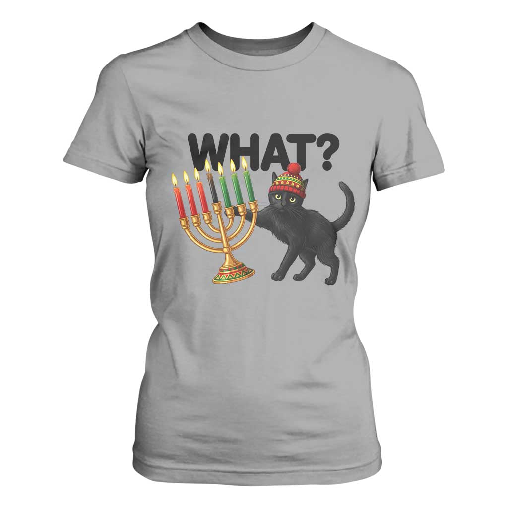 Funny Black Cat Chaos Kwanzaa Kinara Candle T Shirt For Women African Heritage Gift TS12 Sport Gray Print Your Wear