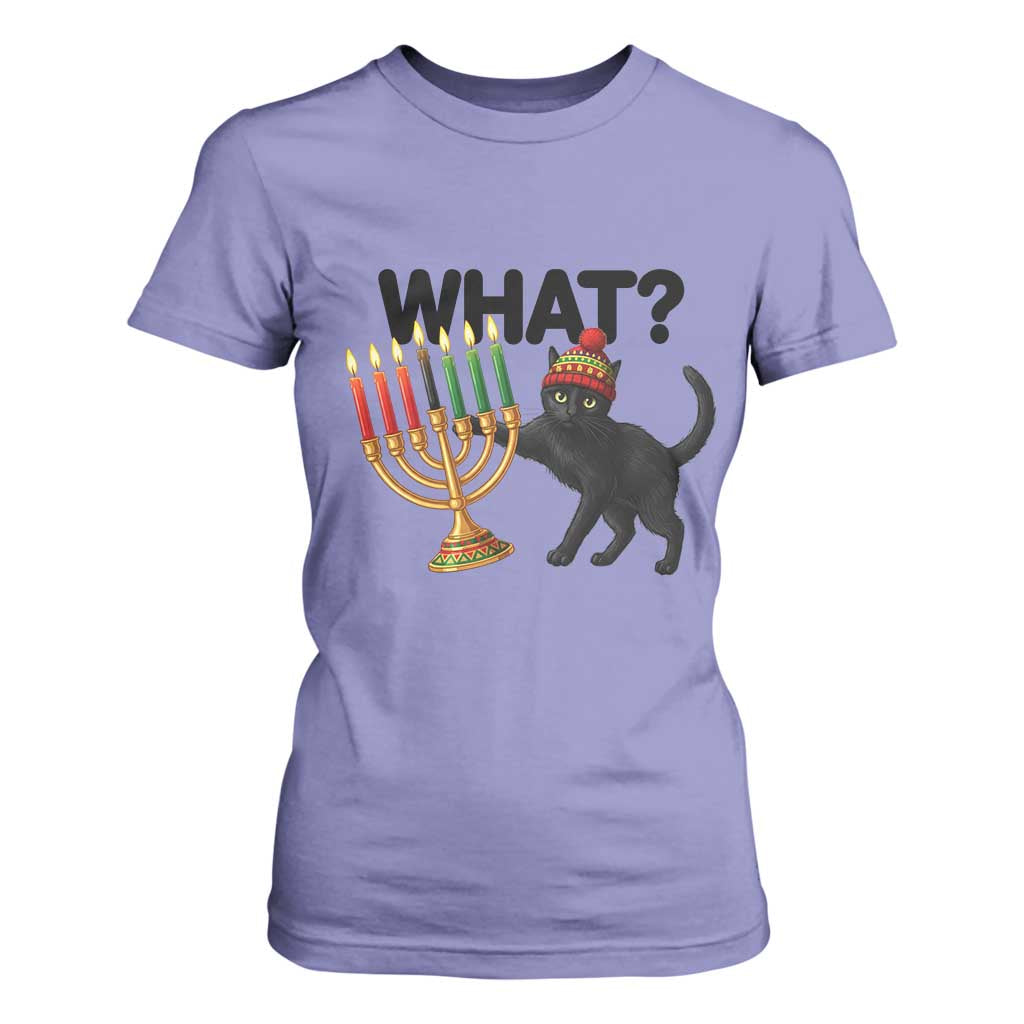 Funny Black Cat Chaos Kwanzaa Kinara Candle T Shirt For Women African Heritage Gift TS12 Violet Print Your Wear