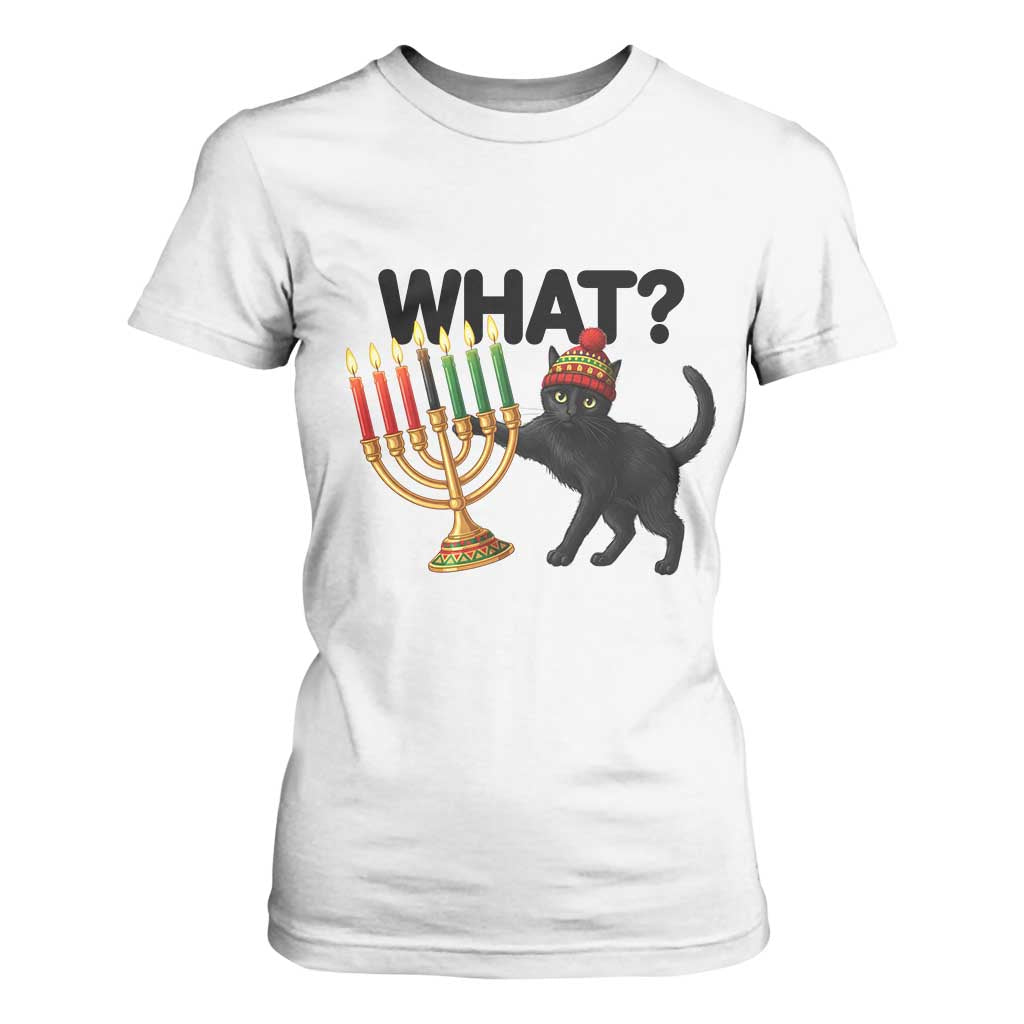 Funny Black Cat Chaos Kwanzaa Kinara Candle T Shirt For Women African Heritage Gift TS12 White Print Your Wear
