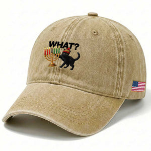 Funny Black Cat Chaos Kwanzaa Kinara Candle Washed Cotton Baseball Cap African Heritage Gift TS12 Print Your Wear
