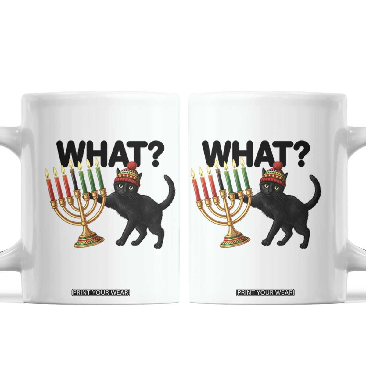 Funny Black Cat Chaos Kwanzaa Kinara Candle Coffee Mug African Heritage Gift TS12 White Print Your Wear