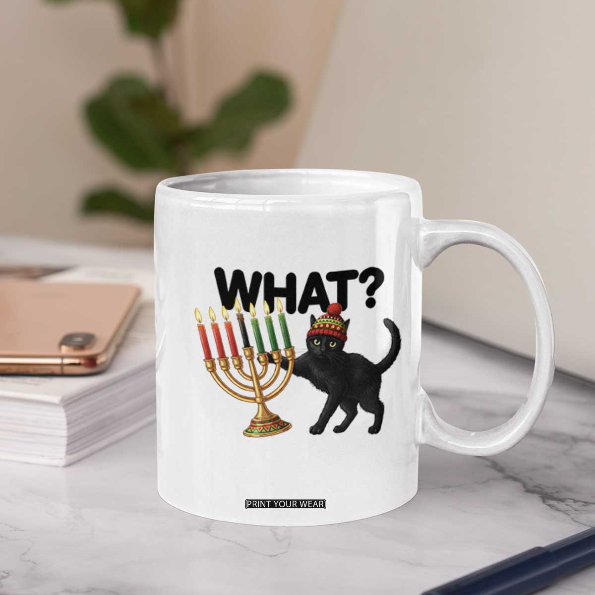 Funny Black Cat Chaos Kwanzaa Kinara Candle Coffee Mug African Heritage Gift TS12 Print Your Wear