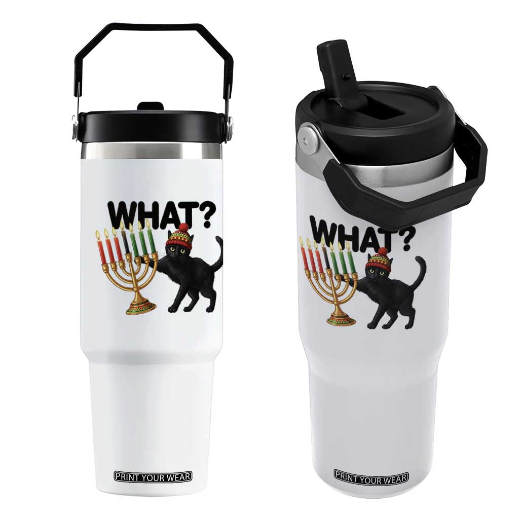 Funny Black Cat Chaos Kwanzaa Kinara Candle Flip Straw Tumbler African Heritage Gift TS12 One Size: 30 oz White Print Your Wear