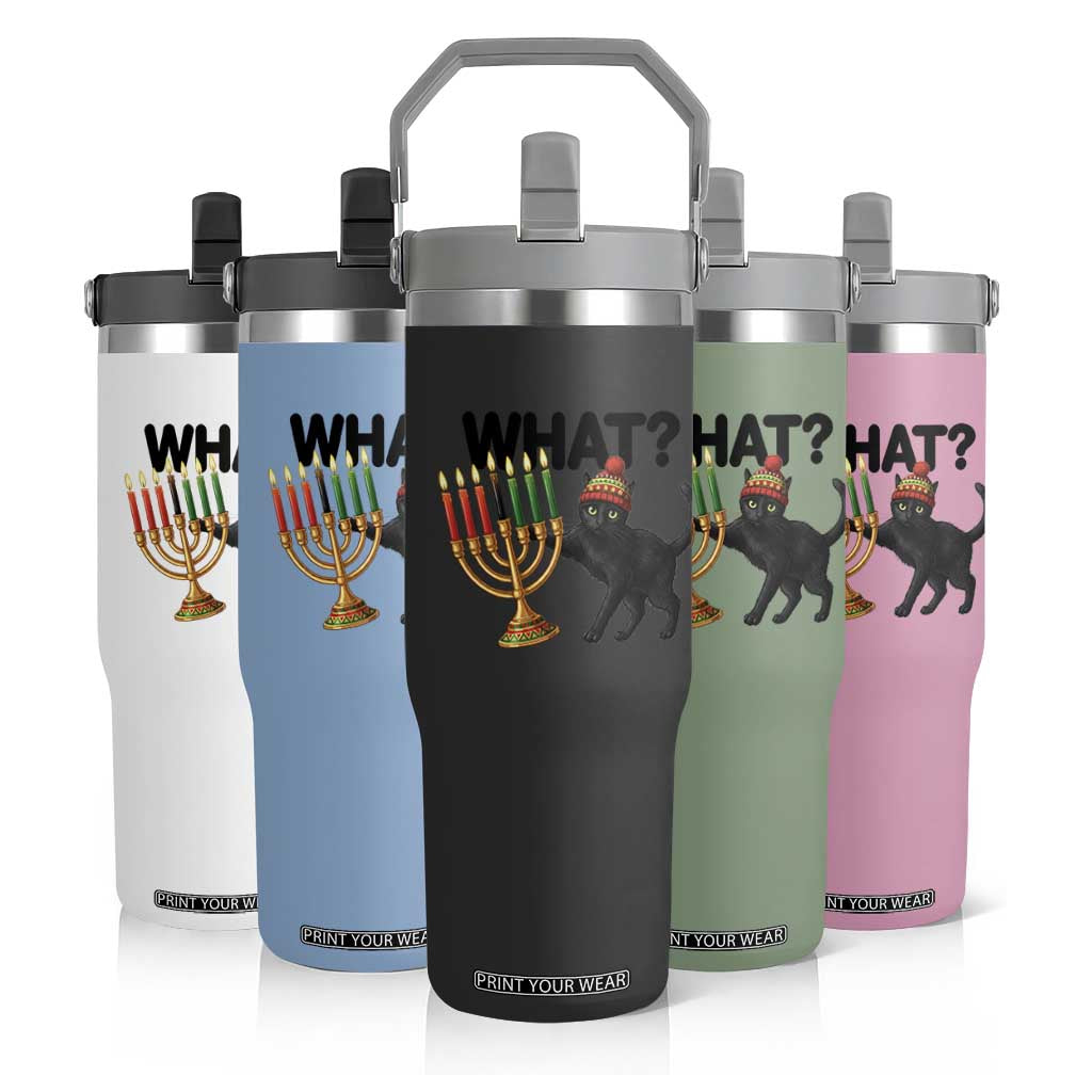 Funny Black Cat Chaos Kwanzaa Kinara Candle Flip Straw Tumbler African Heritage Gift TS12 Print Your Wear