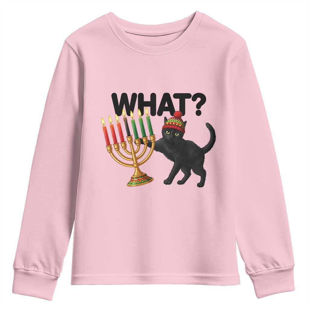 Funny Black Cat Chaos Kwanzaa Kinara Candle Youth Sweatshirt African Heritage Gift TS12 Light Pink Print Your Wear