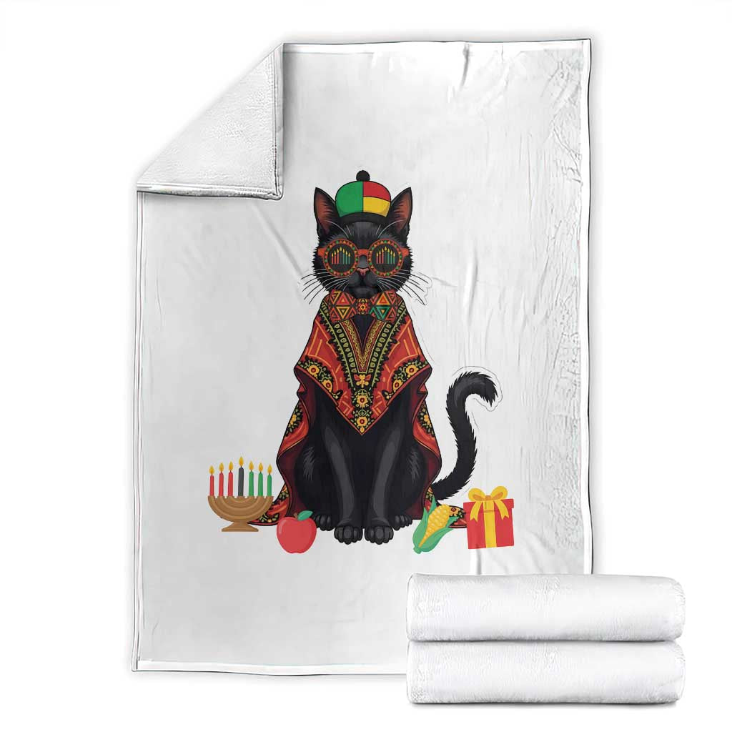 Cute Kwanzaa Cat Dashiki Throw Blanket African Heritage Gift TS12 White Print Your Wear