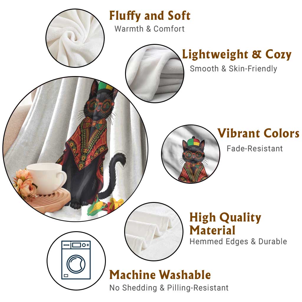 Cute Kwanzaa Cat Dashiki Throw Blanket African Heritage Gift TS12 Print Your Wear