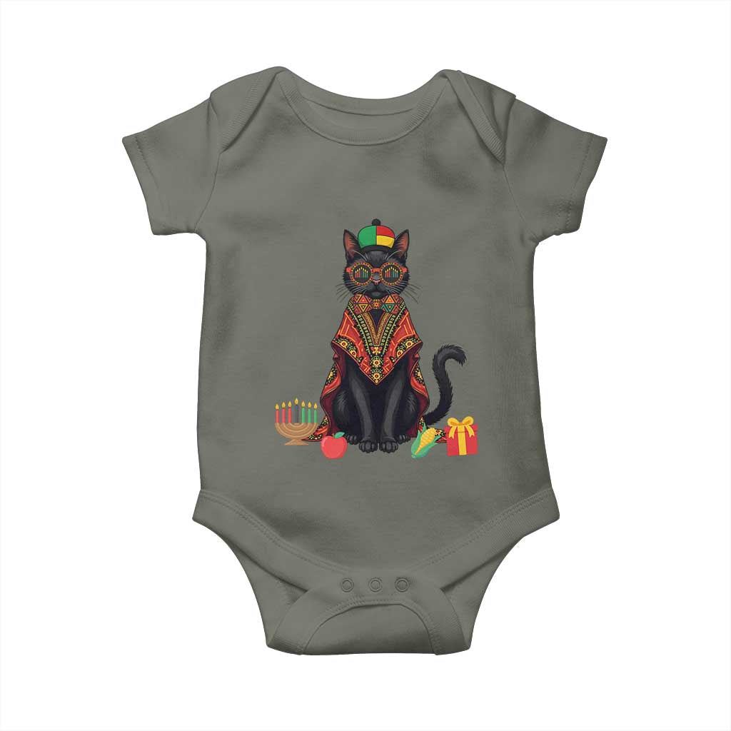 Cute Kwanzaa Cat Dashiki Baby Onesie African Heritage Gift TS12 Military Green Print Your Wear