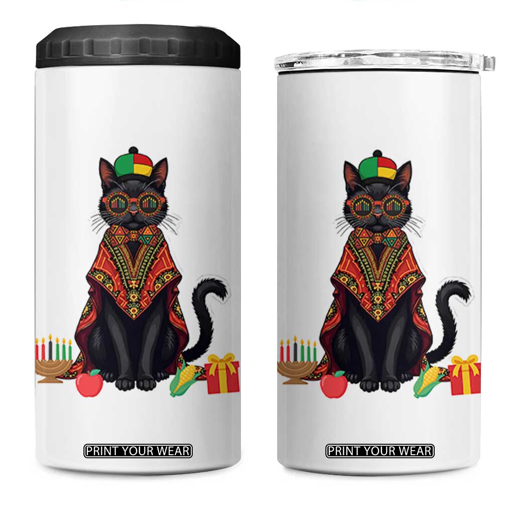 Cute Kwanzaa Cat Dashiki 4 in 1 Can Cooler Tumbler African Heritage Gift TS12 One Size: 16 oz White Print Your Wear
